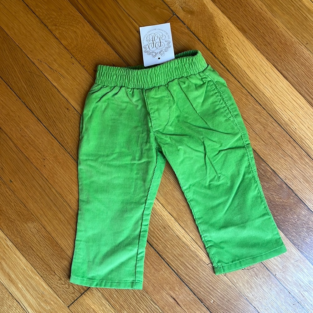 NWT TBBC Boys Green Corduroy Pants, 0-6 months
